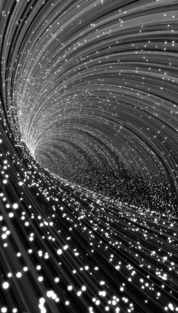 Sophisticated Silver Swirling Abstract Background with Glittering Particles for Elegant Designsの素材