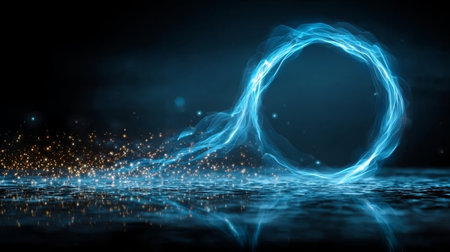 Mesmerizing Ephemeral Blue Energy A Swirling Vortex Portal with Glowing Magic and Air Wave Effectの素材