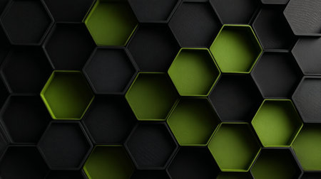 Abstract Textured Hexagons in Grayscale, Modern Mosaic Background with Geometric Shapesの素材