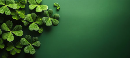 A Lush Green Field of Clovers Under a Clear Sky for a Joyful St. Patrick s Day Celebrationの素材