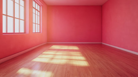 Bright and Airy Minimalist Interior Space with Pink Accents and Elegant Wood Flooring Designの素材