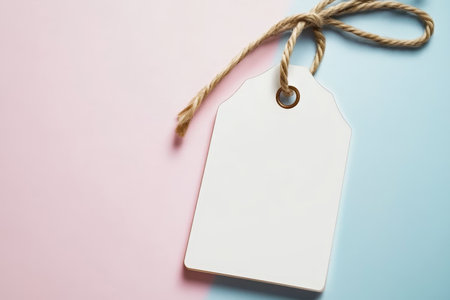 Elegant Blank Price Tag on Soft Pastel Background for Gift Presentation, Branding, and Merchandisingの素材