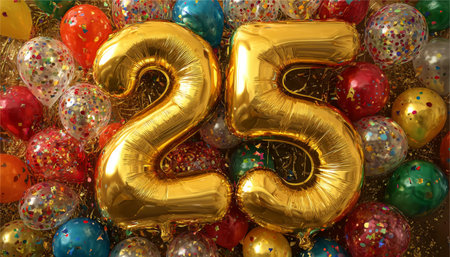 Vibrant Celebration with Bright Balloons, Colorful Confetti, and Joyful People at a Festive Eventの素材