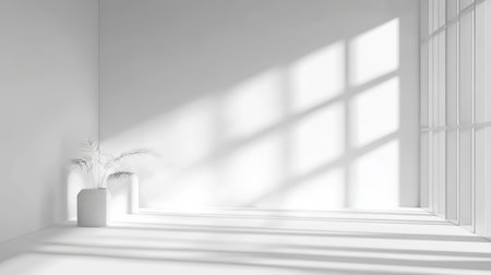 Bright studio space with natural lighting and minimalist design showcasing architectural simplicity.の素材