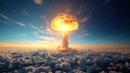 Mushroom Cloud Apocalypse Terrifying Environmental Destruction from Military Action and Warの素材
