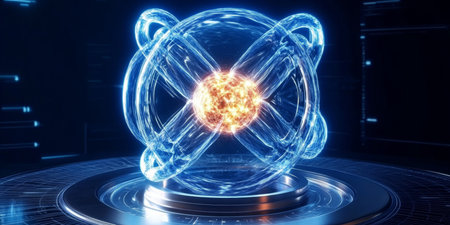 Futuristic Fusion Power Engine Laboratory with Abstract Plasma Energy Research and Reactor Designの素材