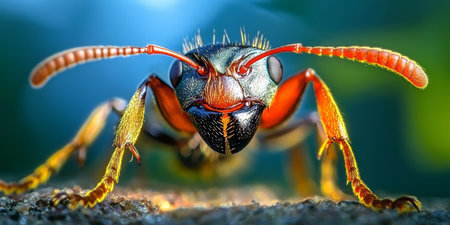 Incredible Microscopic Portrait of an Ant Nature s Intricate Details and Vibrant Colors Revealedの素材
