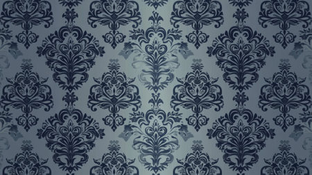 Intricate Swirls and Curves, Ornate Dark Gray Wallpaper Pattern, Seamless Elegant Textile Designの素材