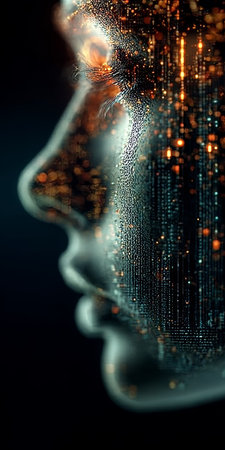 A Captivating Silhouette of Ethereal Integration with Technology Weaving a Seamless Landscapeの素材