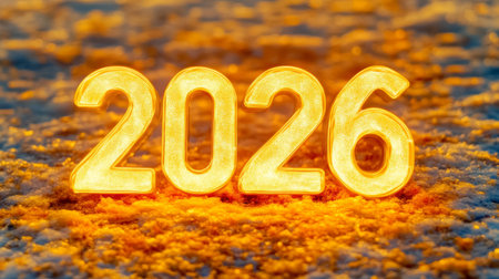 Golden Year Ahead Celebrating 2026 with a Fiery Backdrop of Warmth, Hope, and Bright Futureの素材