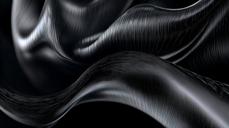 Captivating Abstract Waves of Dark Material with Subtle Shiny Highlights Creating Dynamic Flowの素材