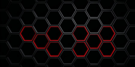 Captivating Red and Silver Honeycomb Pattern Background with Geometric Texture for Modern Designsの素材