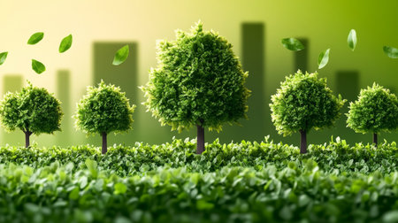 Sustainability Concept Featuring Seedlings and Foliage, Symbolizing Urban Nature and Growthの素材