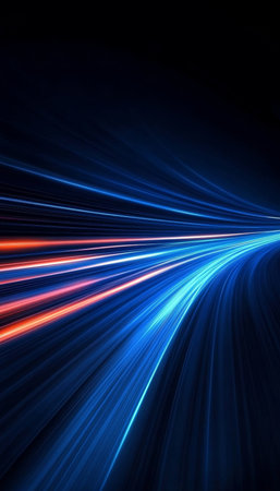 Dynamic Dark Blue Abstract Technology Design with Light Streaks Conveying Speed and Movementの素材