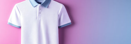 Men s Basic White Polo Shirt on a Soft Pastel Background, Ideal for Casual Wear and Everyday Styleの素材