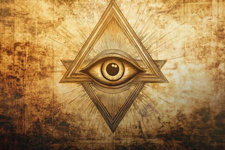 Illuminati Eye of Providence Symbol The Mystical All-Seeing Eye Surrounded by a Triangle Designの素材