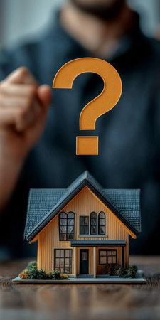 Realtor Analyzing Residential Estate Investment Options with Questions in a Model Display Setup.の素材