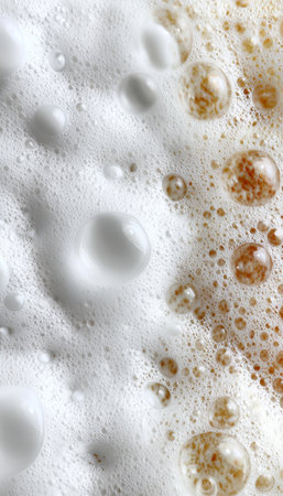 Captivating Close-Up of Vibrant Soap Foam Textures, Showcasing Intricate Patterns and Detailsの素材