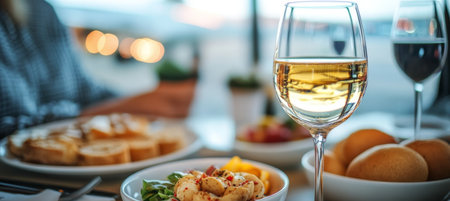 Gourmet Dining Experience with Scenic Airplane Departures and Exquisite Culinary Delightsの素材