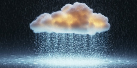 Abstract Rain Data Visualization of White Cloud Over Stream Showcasing Wireless Technology Insightsの素材