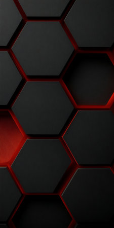Stylish black hexagon abstract pattern with intricate geometrical cellular structures.の素材