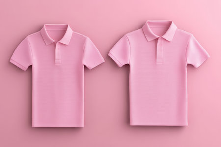 Stylish Pink Polo Shirts on a Coordinated Background, Perfect for Summer Casual or Sporty Outfitsの素材