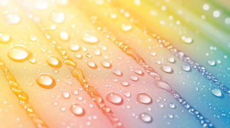 Raindrops on a Soft Pastel Surface with Smooth Reflections and Gentle Blurs Creating a Dreamy Effectの素材