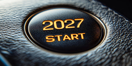 Sleek and Modern Engine Start Interface Concept for Future Automobiles in 2027 with Leather Accentsの素材