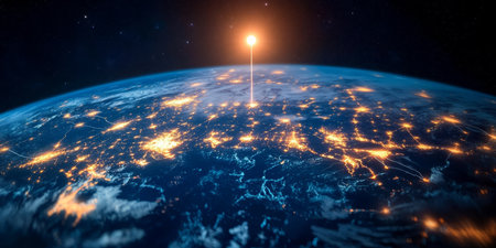 Digital Network of Earth Cities A 3D Visualization of Data Analytics and Technological Innovationの素材