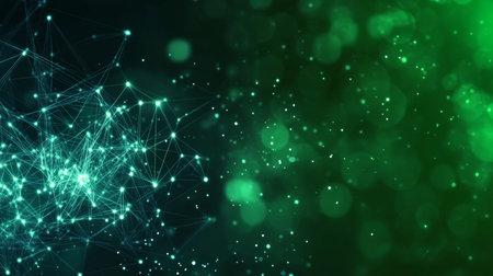 Emerald Network Interconnected Web of Lights with Futuristic Technology and Data Visualizationの素材