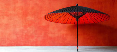 Traditional Japanese Paper Umbrella as a Stunning Wallpaper or Minimalist Interior Design Accentの素材