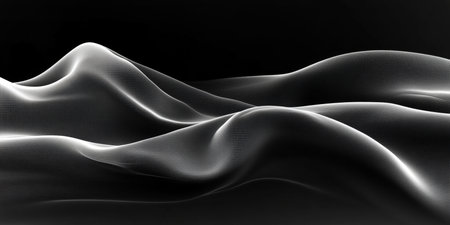 Elegant Abstract Landscape with Flowing Monochrome Shapes and Shadows, Modern Textured Designの素材