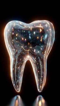 Futuristic Digital Oral Health Concept with Holographic Molar Visualization in Advanced Dentistryの素材
