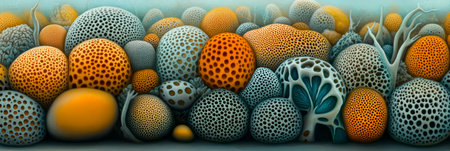 Exploring the Microscopic Universe Detailed and Colorful Cellular Structures with Vibrant Texturesの素材