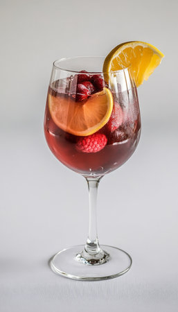 Refreshing Sangria Medley A Vibrant Blend of Red Wine, Citrus Fruits, and Colorful Garnishesの素材