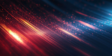 Dynamic Streaks of Cosmic Lighting Create a Unique Abstract Background for Technology and Scienceの素材