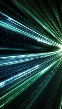 Dynamic Abstract Green Blur Background with Dark Fractal Texture and Glowing Light Patternsの素材