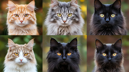 Diverse Cats Gather for Adoption Colorful Companions Awaiting Loving Homes in a Shelter Settingの素材