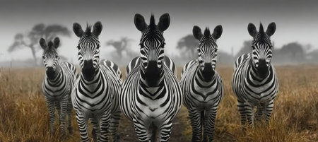 Stunning Zebra Herd Grazing in Vibrant Grassland, Capturing the Beauty of Wildlife in Natureの素材