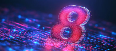 Dynamic and Modern Abstract Graphic Design Featuring a Glowing Figure Eight Element in Redの素材