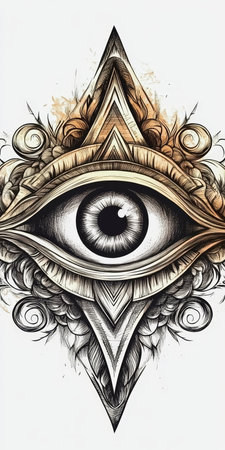 Intricate Mystical Eye Symbol in Abstract Design for Esoteric and Metaphysical Art Conceptsの素材