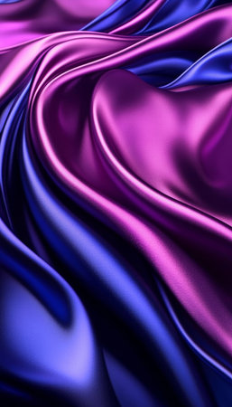 Stunning Abstract Gradient Waves of Luminous Satin Fabric with Vibrant Colors and Elegant Foldsの素材