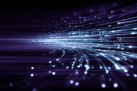 Dynamic Purple Background with Flowing Blurred Lines and Streaks for Futuristic Technology Designの素材