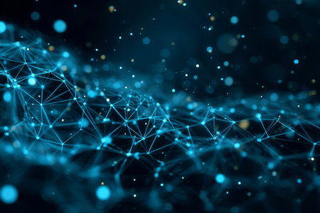 Abstract Digital Connectivity Background Featuring Interconnected Dots and Lines in a Network Systemの素材