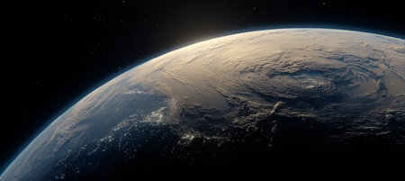 Breathtaking View of Earth from an Exoplanet s Atmosphere During a Stunning Cosmic Sunriseの素材