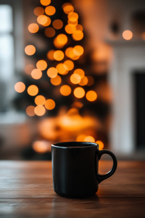 Cozy Warm Festive Drink in a Beautiful Holiday Setting with Soft Bokeh Lights and Serenityの素材