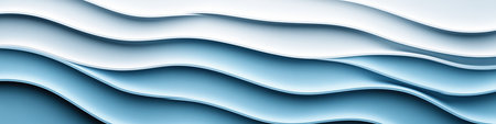 Soft and Gentle 3D Waves in Sky Blue, Elegant Seamless Gradient Minimalistic Abstract Art Designの素材