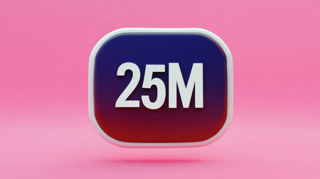 Trendy Social Media Style Display Icon for 25 Million Followers, Engagement, and Digital Successの素材