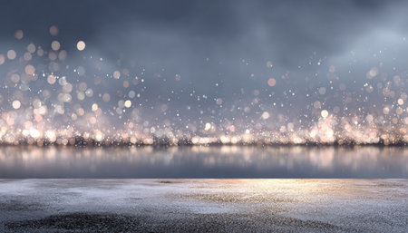 Elegant Celebration Backdrop Featuring Soft Winter Ambience with Festive Bokeh Lights for Eventsの素材