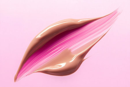 Elegant Beauty Concept Featuring Radiant Foundation Smear on Soft Pink Backdrop for Abstract Designの素材
